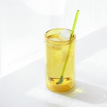 카모메키친 글로우 더블 글라스 텀블러 430ml, 옐로우, 컬러:옐로우