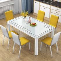 XML 6인용 4인용식탁 모던식탁 강화유리식탁 다이닝테이블 식탁, 화이트 100cm