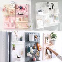 도매짱 스퀘어 타공보드 페그보드 타공판 벽선반 후크 욕실 주방걸이 선반 벽걸이 (domejjang), 화이트