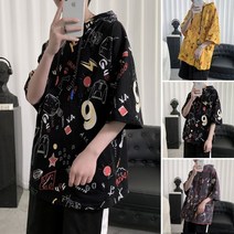 빠리맘 남자 반팔 후드 티셔츠 여름 레터링 캐주얼 심플 CN91