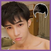 남성용 통가발 웨이브 펌 고열사 편한 티안나게 자연스러운 전체 정수리 가발, 내츄럴블랙