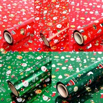 문구조아 크리스마스 비닐 포장지롤 소 265mm x 20M, 1롤, 녹색_$CS4