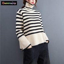 퀸앤조이 모던 스트라이프 옆트임 터틀넥 스웨터***판매자 SSK무역***
