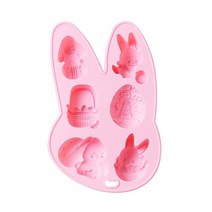 부활절 토끼 달걀 모양 퐁당 곰팡이 초콜릿 곰팡이 베이킹 케이크 곰팡이 실리콘 재료 베이킹 가제트 2 색, 분홍색