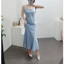 무슈봉 / 비침없는 끈 조절 슬립 실크 새틴 이너 나시 원피스