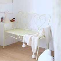 평벤치 라운지 주택 스틸 정원 데코 장의자 운동장 가든 체어 옥외용 벤치, 아이보리 하트 2인용 의자