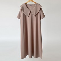 퍼니걸스 6230 브이넥 빅카라 지지미 반팔 롱 원피스 여성의류