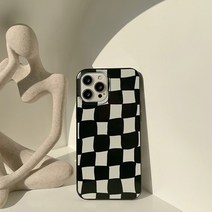 아이폰체크폰케이스 블랙 심플 체크 무늬 아이폰케이스 14