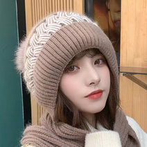 머플러 비니 트위스트 투톤