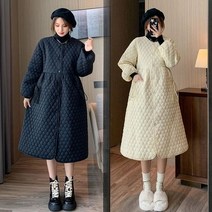 Covlanink여성 누빔 패딩 원피스 퀼팅 롱 점퍼 오버핏 코트 겨울 아우터 데일리