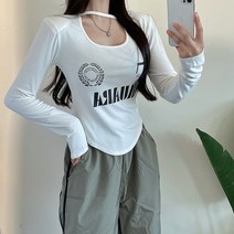 아담블링 / 촉감스판굿 키치Y2K 어깨패드 옆트임 긴팔 티셔츠