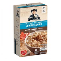 Quaker Instant Oatmeal 퀘이커 인스턴트 오트밀 로우 슈가 메이플 & 브라운 슈가 시리얼 8개입 272g 4팩, 340g, 4개