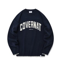 COVERNAT 아치 로고 크루넥 니트 네이비