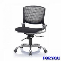 ForU73 사원용 회전의자 멜론 팔무 사출 쿠션 발 책상의자 사무실의자 사무용의자, 블랙 그레이