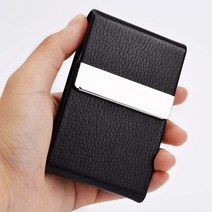 고품격 럭셔리 PU 가죽 스틸 명합 지갑 케이스 블랙