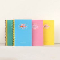 카카오프렌즈 노트 스프링노트A5 해피모먼트노트, 4세트(라이언+어피치+무지+튜브)