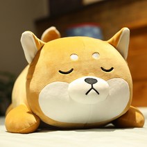 강아지 수면 소프트 웰론 시바견 엎드린 장난감 수달인형, C01-35CM, T01-귤색 눈늘가는