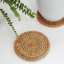 공간안애 등나무 라탄 컵받침 낱개, 네츄럴