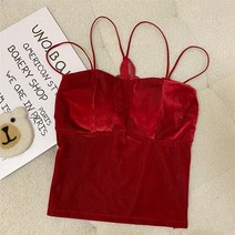 봄코디 벨벳 벨트 가슴 패드 작은 슬링 조끼 여성 이너웨어 초가을 아름다운 외부 착용 보터밍 핫 걸