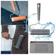 테이프크리너 씻어쓰는 돌돌이 찍찍이 고무 롤 클리너 핸디형, 애쉬블루