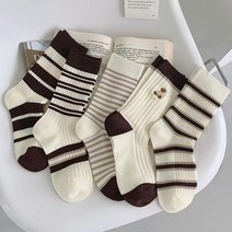 주디앤 여성 스트라이프 베어 장목 양말