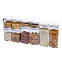 (AMAZON BASICS) 주방 소스 반찬 정리용 정사각형 밀폐 식품 보관 용기 반찬통 보관용기 원형 사각 정리용기 소분용기 밀폐용기 비스프리 10세트 BPA 프리, 사각 밀폐용기 10종