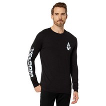 Volcom 남성용 크롬 스톤 긴소매 티셔츠 블랙.
