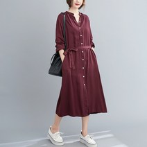 [A주미] 차이나카라 버튼 롱 셔츠