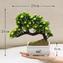 시물레이션 인조 소나무 분재 장식 디자인 소품 홈 인테리어 거실 안방 분위기 연출 장식품, 노란 꽃 환영 소나무 +분지