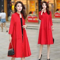 여성 봄 가을 트렌치 싱글 더블 코트 년 오버핏 하프 기장 무릎 봄가을 얇은 아우터 유행