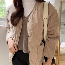 소확행 오버핏 노카라 기모 누빔 자켓 G22090815