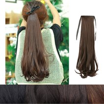 [피플앤제이] 포니테일 가발 글램C컬 묶음머리 올림머리, 45CM-네추럴브라운
