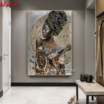 5d diy diamond 모자이크 아프리카 흑인 여성 graffiti art diamond painting full square round 자수 판매 추상 아프리카, 60x90cm 정사각형