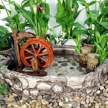 미니 돌수반과 물레방아 (소) 미니 정원 분수 분수대 물멍 풍수 인테리어 소품