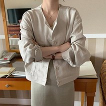 패션시그널 러블리 라운드 린넨 자켓