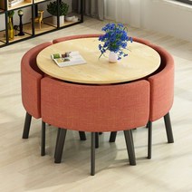 북유럽 대리석 테이블세트 원형 4인용 식탁 가죽 의자 패브릭, Q