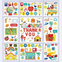 Tevxj 129 선생님 감사 창문 클링 정전기 스티커 벽 유리 교실 최고의 교사 데칼 장식 선물 가정 학교 용품 313773, Teacher Appreciation