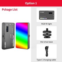 5YELANGU-LED RGB 비디오 라이트 2500-9000K 온도 휴대용 사진 셀카 조명 DSLR 스마트 폰 3100mAh, [01] RGB Fill Light, 01 RGB Fill Light