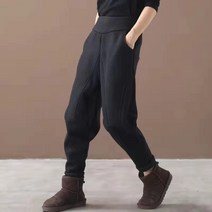 겨울 복고풍 벨벳 모직 니트 하렘 바지