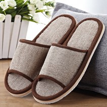 비에심플 하우스체크 린넨거실화, 브라운, 1개