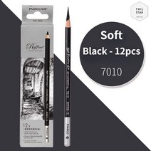 연필 콘테 12개 상자 고광택 화이트 숯 펜 브라운 만화 스케치 디자인 스트로크, 소프트 12pcs