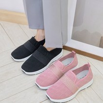 큐빅 니트 슬립온 여성화 50대 60대 3.5cm