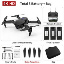 드론축구 드론 RC 접이식 쿼드콥터 E88 프로 와이파이 FPV 와이드 앵글 HD 4K P 카메라 높이 유지 장난감 선물 1080 129640, 1080P 3 Battery, CHINA, Black Set