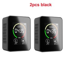 CO2 센서 미터 LED 공기 측정기 스마트품질 분석기 가정용 대기 오염 모니터 가스, 05 black 2피스s