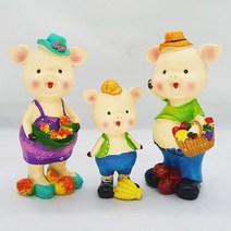 Naricollection 미니어처 인테리어 인형 소품, 돼지가족