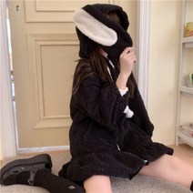 A라인코트 2021트랜드 털융 보들보들한 토끼 후드티 여성자켓가을겨울 계절타입