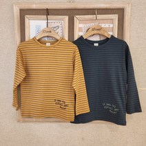 치크 22 F/W 유아 아동 키즈 토들러 남아 가을 신상품! 가을 가을한 색을 담은! 가로 스트라이프로 멋스럽게! 레터링은 포인트! 남아 핀스트라이프 긴팔 라운드 티셔츠