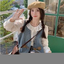 청조끼 베스트 데님 여성 여자 조끼 코트 빈티지 올 매치 봄 민 케이팝 패션 의류 성질 학