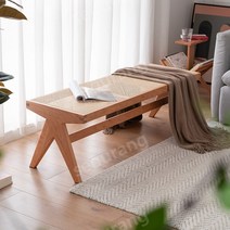 라탄벤치 의자 현관 방석 엔틱 스툴 신발장 체어 앤틱, 로그 색상 {단일}