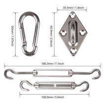 Awning Install Attachment Set Heavy Duty Sun Shade Sail Stainless Steel Hardware Kit for Home Garden